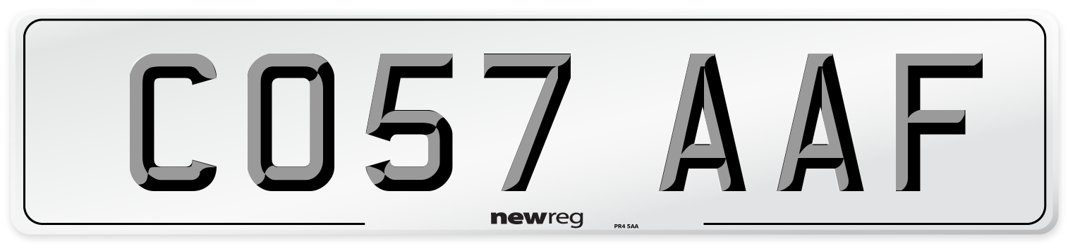 CO57 AAF Number Plate from New Reg
